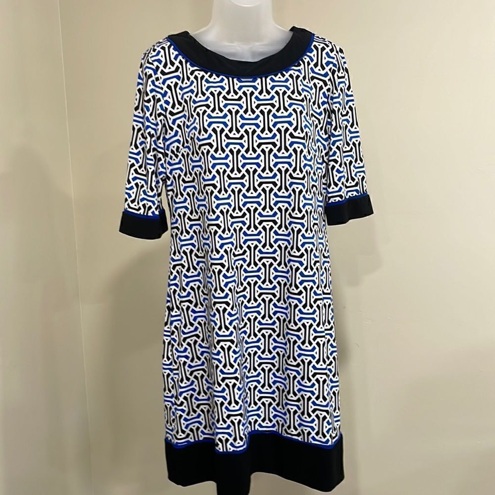 NWOT R&K Blue, black and white dress. Size M medium 8/10